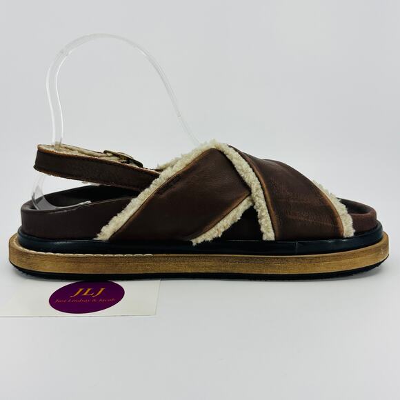 Alohas Women's Marshmallow Leather Fuzzy Shearling Sandals Size 38 EU/ 7-7.5 US - Picture 8 of 13